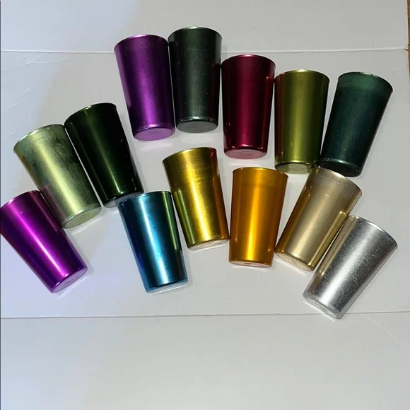 13 Vintage BASCAL Italy Aluminum Tumblers Colorful MCM Glasses 4.5" - Picture 2 of 8